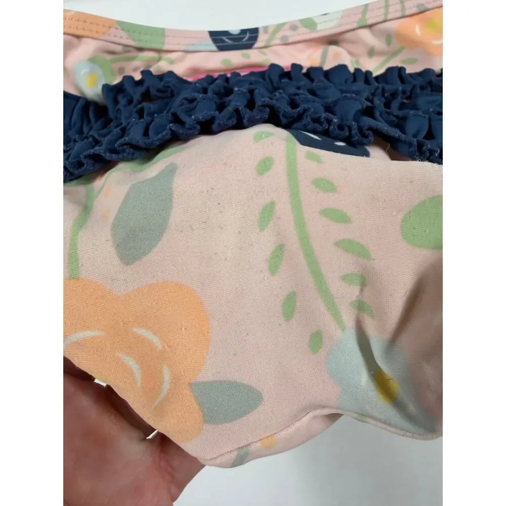 RuffleButts Off-the-Shoulder Striped Floral Bikini Swimsuit Set Size 2 Swim